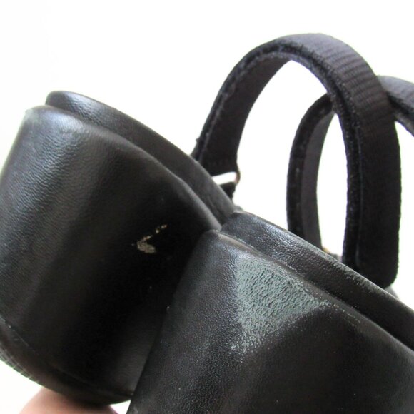 PRADA 90’s VINTAGE Black Sporty Open Toe Platform Sandals W/Metal Buckles Size-9 - Picture 8 of 14
